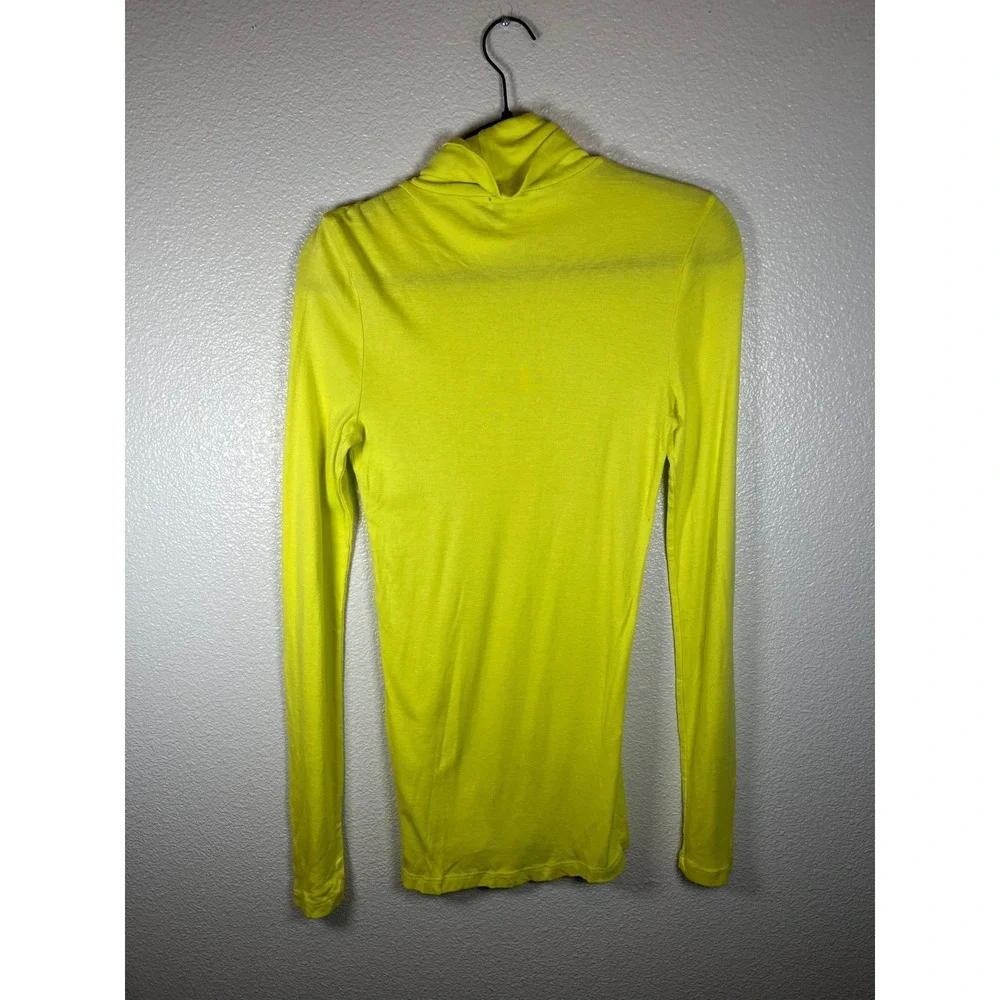 Splendid Pima Cotton Modal Long Sleeve Turtleneck Top Neon Yellow Large